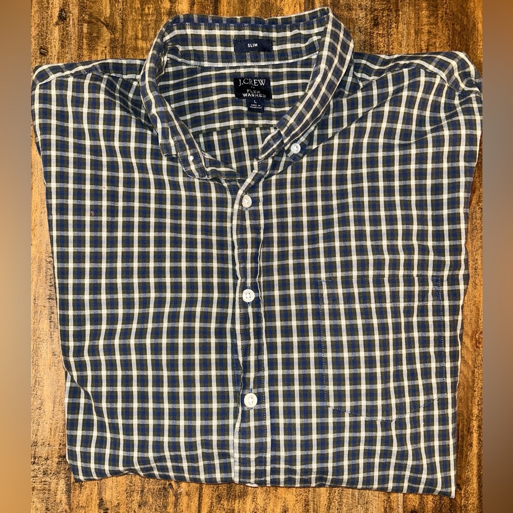 J. Crew Men's Large Flex Washed Plaid Button-Down Long Sleeve Shirt